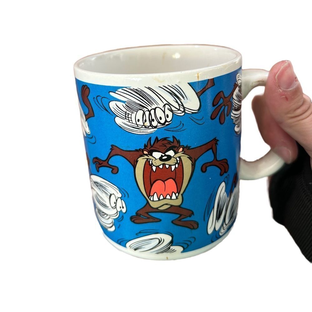 Vintage 1994 Looney Tunes Blue Taz Tasmanian Devil Applause 12oz Coffee Mug